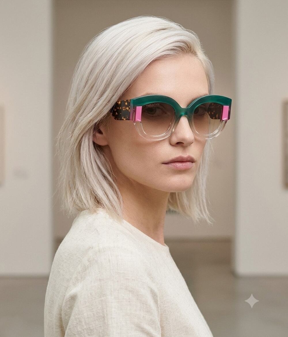 New Face A face Kakemo 2 4174 gradient green smoked sunglasses hand made Italy